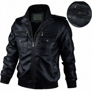 Nouveau Fi Zip Up veste en cuir hommes coupe-vent PU manteau en cuir homme vêtements d'extérieur moto veste en cuir pour hommes automne hiver 3XL e0lL #