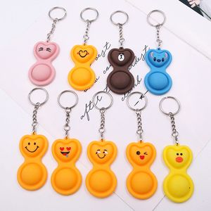 Nieuwe Fidget Toy Sleutelhanger Emoticon Pack Simple Dimple Key Hanger Anti-Stress voor kinderen