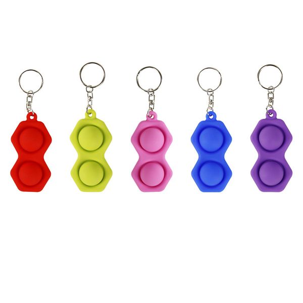 Nouveau Fidget Toy Porte-clés Anneaux Bébé Sensoriel Simple Dimple Jouets Cadeaux Adulte Enfant Drôle Pop It Anti-Stress Push Bubble Gourd Porte-clés