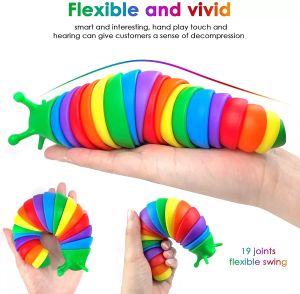 Nouveau Fidget Toy Slug Articulé Flexible 3D Slug Fidget Décompression Jouet Tous Les Âges Soulagement Anti-Anxiété Jouets Sensoriels pour Enfants Adultes