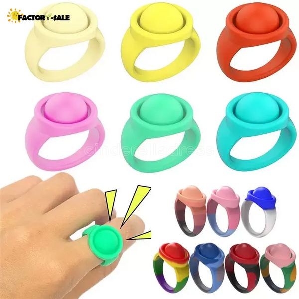 Nuevos juguetes Fidget Ring Finger Press Bubble para aliviar la ansiedad Anillo de joyería de silicona Pulsera Juguete educativo de escritorio Anillo Descompresión Juguete de regalo FY3627 GG0223