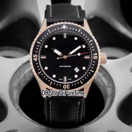 Nieuwe vijftig vadems 50 vadems Bathyscaphe 5000-36S30-B52A Rose Gold Black Dial Automatic Mens Watch Nylon Leather Watches Puretime 240Q