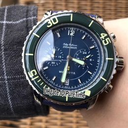 Nouveau Fifty Fathoms 50 Fathoms Boîtier en acier Cadran bleu Miyota Quartz Chronographe Montre pour homme Bracelet en cuir nylon bleu Montres Chronomètre 272w