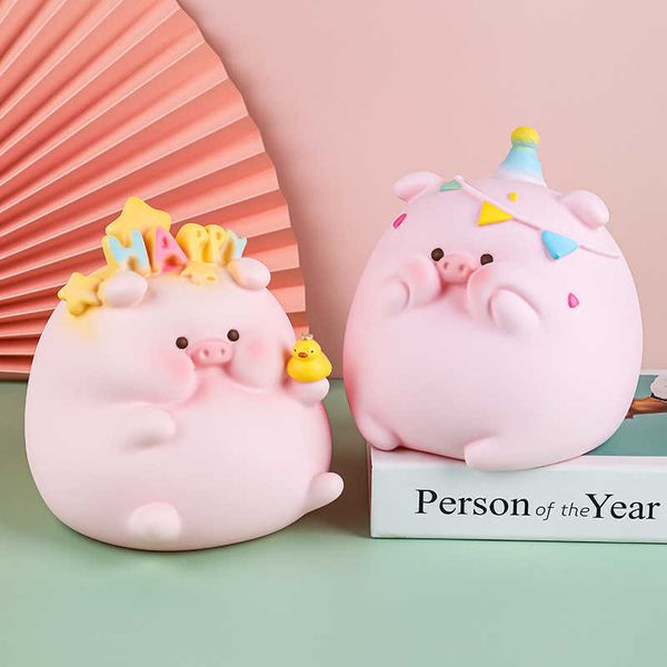 Nuevas figuritas Cute Pig Piggy Bank Cajas de dinero para niños Dormitorio Decoración Almacenamiento Moneda Recoger Caja Ahorro de dinero Tarro Regalos de cumpleaños Decoración de mesa G230523