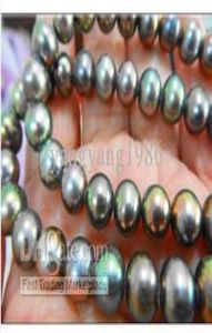 NIEUW Fijne echte Pearl -sieraden 20quot89mm Natural Tahitiaanse echte zwarte groene multicolor parelsketting 14K76657999