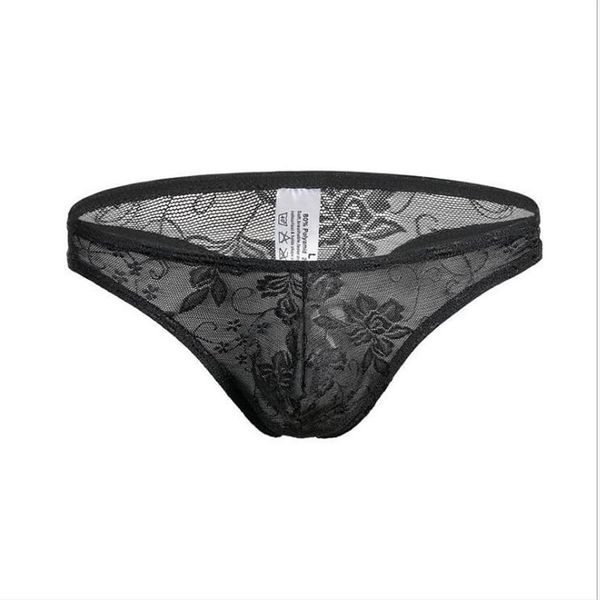 Nueva fina ropa interior de encaje sexy para hombre Bikini con bolsa de encaje floral Bragas de bikini para hombre calzoncillos C-thru encaje elástico 5 piezas lot290s