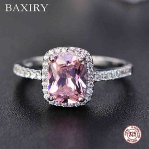 New Fine Natural Ruby 925 Sterling Rings Bague de fiançailles en argent avec quartz rose pour femmes Bijoux