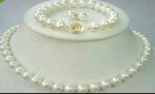 Nouveaux bijoux en perles fines acheter des bijoux en perles naturelles 89mm Akoya collier de perles blanches 18 pouces Bracelet 75 pouces boucle d'oreille set3217128