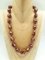 New JOAILLERIE de véritables perles 18inches de chocolat baroque collier de perles en or blanc 14k