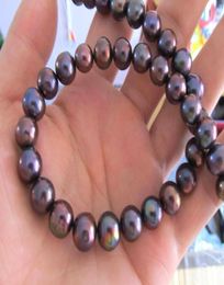 Nueva joyería de perlas finas raras 1011 mm redondo tahitiano negro rojo multicolor collar de perlas 14k 18inc2101478