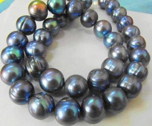 Nouveau bijoux de perles fins rares tahitien 1213 mmsouth marin noir collier de perles bleu 19inch 14K3481556