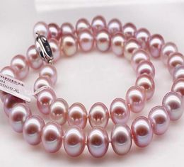 NIEUWE FIJNE PARELS SIERADEN Fijne 10-11 mm natuurlijke Zuidzee roze parelketting 18 inch zilver9638869