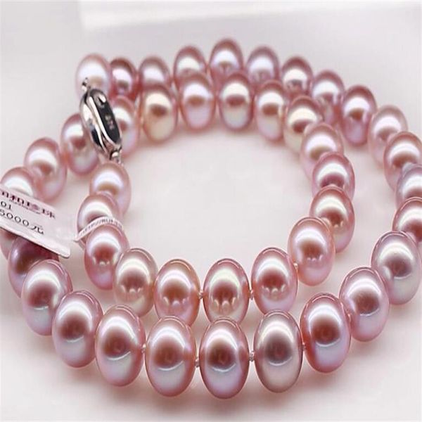 NUEVA JOYERÍA DE PERLAS FINAS Collar de perlas rosadas del mar del sur australiano natural fino de 10-11 mm 18 pulgadas plata 270O