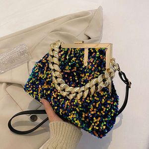 Sac à main à puce fine et brillante pour femmes, sac à bandoulière de grande capacité avec chaîne en or, nouvelle collection 2024, 78% de réduction sur le magasin, vente en gros