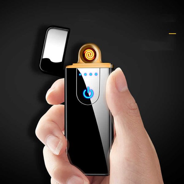 Briquet tactile à empreintes digitales, chargement électronique USB, outil d'allumage coupe-vent pour l'extérieur, fil chauffant Ultra-fin Double face FH70