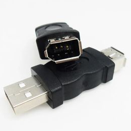 NIEUW FIREWIRE IEEE 1394 6 PIN Vrouw aan USB 2.0 Type A mannelijke adapteradapter Camera's MP3 -speler Mobiele telefoons PDAS Black Dropship