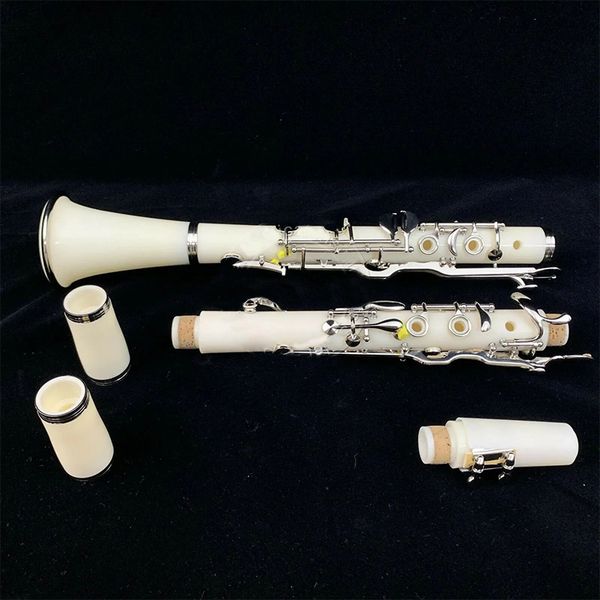 Neue erstklassige G-Klarinette, Ebenholz, weiß versilberte Tasten, gutes Material und Klang, mit Koffer, kostenloser Versand