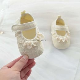 Novos primeiros caminhantes infantis do bebê meninas sapatos antiderrapantes sola macia rendas bowknot apartamentos da criança primeiro walker primavera outono sapatos de princesa