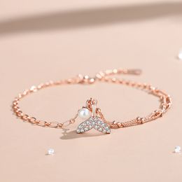 Nieuwe visstaartketen Bracelet Sterling 925 Designer Women Rose Gold S925 Exquise Pearl Zirkon armbanden Sieraden Geschenken voor vrouw