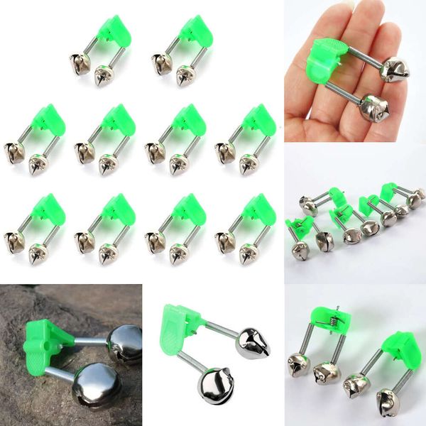 Nuevos accesorios de pesca, 10 Uds., abrazadera para punta de caña, caña de pescar, señuelo para morder, alerta de alarma, anillo de campana doble, Clip para noche al aire libre, punta Klem, accesorios Vissen