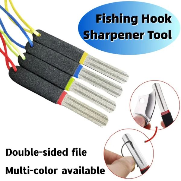 Nueva herramienta de afilador de gancho de pesca herramienta portátil de respaldo de doble tragamonedas herramientas de afilador de diamantes accesorios de pesca de gancho de pescado