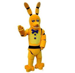 Nieuwe vijf nachten op speelgoed griezelig geel bunny mascotte cartoon kerstkleding ontwerper luxe