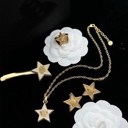 Nouveau pendentif étoile à cinq branches diamant pendentif Medusa collier boucle d'oreille clous d'oreille anneaux épingle à cheveux Banshee Designer bijoux femmes hommes fête cadeau XMS3002