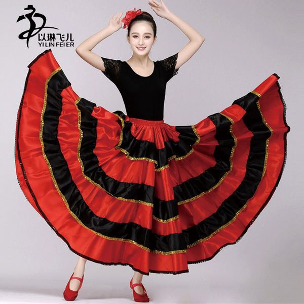 Nouvelle jupe de flamenco pour les filles/robe de flamenco espagnole/jupe de robe de danse de salon salsa latine