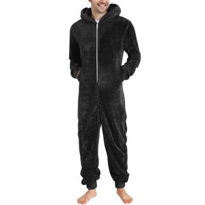 Nieuwe flanel onesie dames heren zipper hoodie home kleding pyjama set solide cosplay kostuums jumpsuit winter warm pak overalls