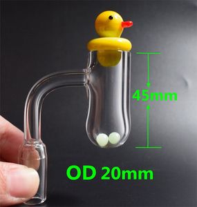 Nouveau ongle de banger de banger de quartz od en bas à fond plat 20 mm avec perles de glucides de canard colorées pour perles pour bangs en verre tamponnets