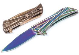 Новый складной нож Flipper 5Cr15Mov с титановым покрытием, лезвие Drop Point, ручка из нержавеющей стали, шарикоподшипник, быстро открывающиеся ножи