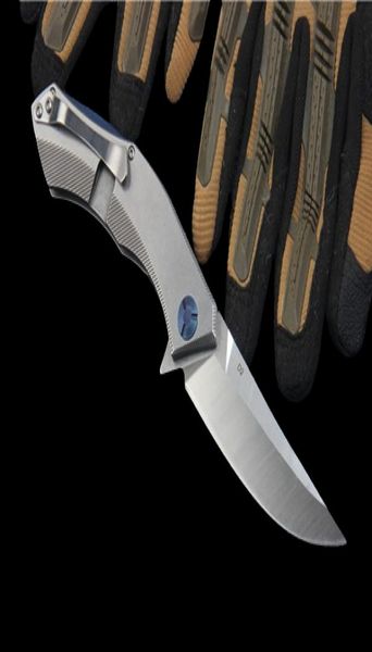 Nouveau couteau pliant des flipper d2 lame de point de goutte en satin CNC Handle inoxydable Handle Ball Bearing Folder Couteaux EDC Tools8298162