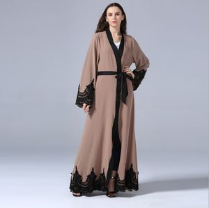 Abaya florale pour femmes, Robe musulmane islamique, Robe ouverte, Caftan de dubaï, noir et blanc, Kaftan marocain, vêtements de prière du Ramadan, FQ107, nouvelle collection