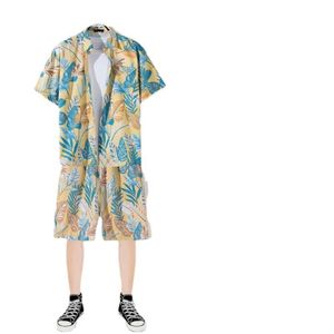 Nieuwe bloemenshirtset, Hawaiiaanse stijl, Ruffian knap, hiphop en trendy, internet beroemd, lente/zomer korte mouwen shorts set