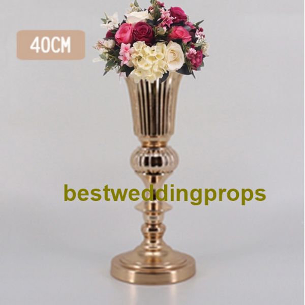 ¡Nuevo! Candelabros dorados con forma de cuenco de flores, centros de mesa de boda con cristales best0235