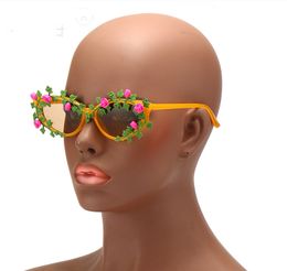 Nouvelle fleur lunettes de soleil décoratives femmes Prom Party lunettes bricolage mode Hip Hop lunettes de soleil Vintage lunettes de soleil