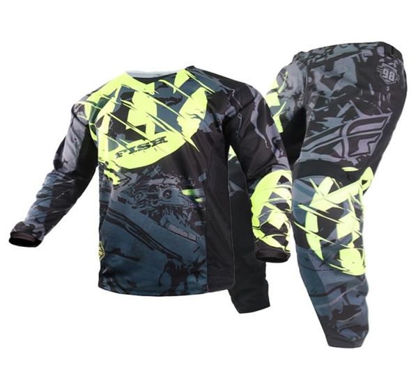 Nuevo pantalones de pescado con mosca combinación de motocross traje de carreras motocicleta moto dirt bici mx atv engranajes set2146382