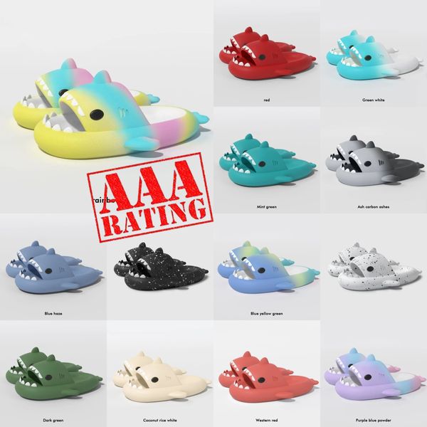 nouveaux coureurs en mousse pantoufles de requin design curseurs d'été hommes femmes enfants diapositives rose bleu gris sandales en mousse à mémoire doux épais coussin pantoufle nuage glisser chaussures d'intérieur