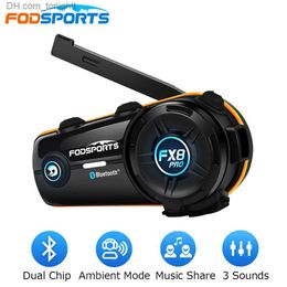 Nouveau Fodsports FX8 Pro Bluetooth 5.0 Interphone moto casque casque 8 cavalier 1000M Interphone FM musique partager son de fond Q230830