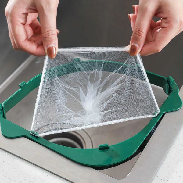 Nuevo estante de drenaje plegable Bolsa de basura desechable Anti-obstrucción Fregadero Agujeros de drenaje Filtro de basura Bolsa de basura de malla para residuos de cocina al por mayor