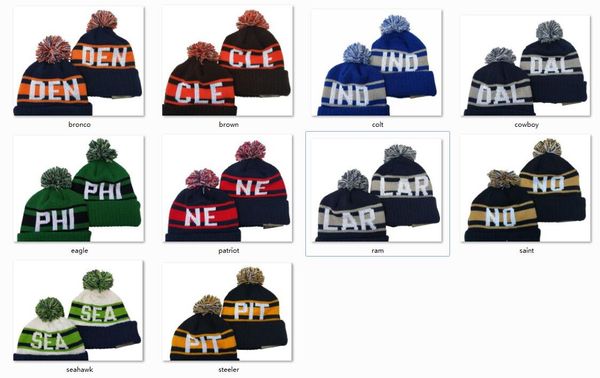 Nuevos gorros de fútbol 2020 Gorro deportivo de punto Gorros con pompones Calientes 32 equipos Tejidos de colores Orden de combinación de combinaciones Todas las gorras