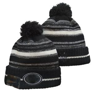 Nouveaux bonnets de football noir 2021 Sideline Sport Pom Cuffed Knit Hat Knit Hat Pom Pom Cap 32 équipes Knits Mix And Match All Caps5727175