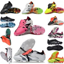 Nieuwe voetballaarzen Geschenktas Voetbal Laarzen Nauwkeurigheid+ Elite Tongue FG Boots Metal Spikes Voetbal Cleats Mens Laceless Soft Leather Soccer Shoes EUR36-46 Grootte