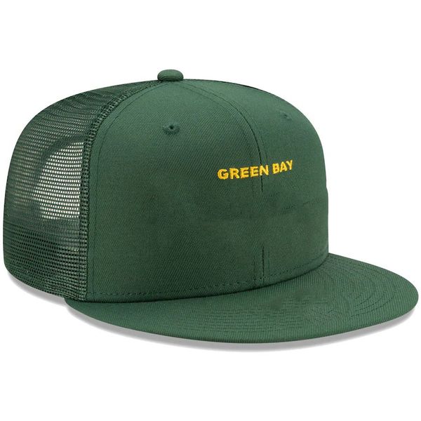 New Football Green Script Trucker Snapback Chapeaux Team Color Cap Snapbacks Réglable Mix Match Order Toutes les casquettes Top Quality Hat
