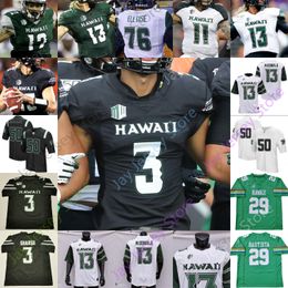 Nieuwe voetbalshirts 2020 Custom Hawaii voetbaljersey NCAA College Fred Holly III Jason-Matthew Sharsh Melquise Stovall Kaimana Padello John Ursua Ashley Lelie