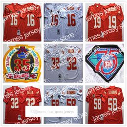 Nieuwe voetbalshirts voetbalshirts NCAA 75th Vintage Football 58 Derrick Thomas Jerseys Mitchell Ness 16 Len Dawson 19 Joe Montana 32 maart