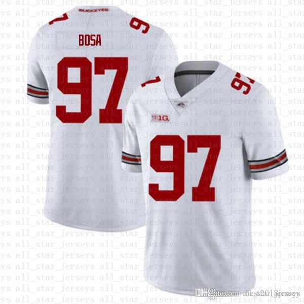 Nouveaux maillots de football NCAA Ohio State Buckeyes 97 Nick Bosa 7 Dwayne Haskins Jr Jersey de football américain Red White Tom Brady Saquon Barkley