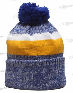 Nouveau Football Sport Rayures Revers Tricot Chapeau Mélange Couleurs Mode Fans LA1 Bleu Noir Rayé Baseball Sport Bonnets Chapeaux Os Skullies Revers Casquettes Taille Unique Nov16-01