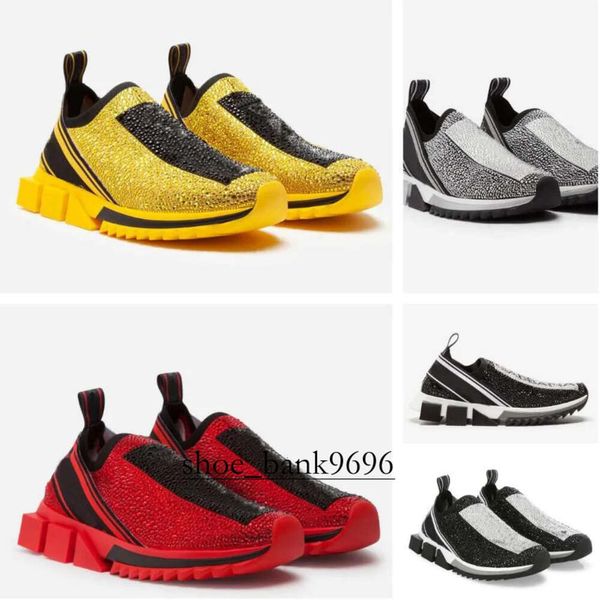 Chaussures décontractées Nouveau pour 2024 Sorrento Sock Sneakers Hommes avec strass Cristaux Slip-on Stretch Chaussettes Mesh Noir Blanc Rouge Glitter Runner Baskets