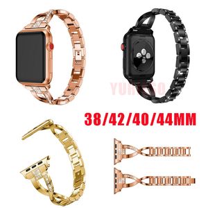 Nuevo para 38 mm 40 mm 42 mm 44 mm Pulsera Pulsera de diamantes de lujo para Apple Watch iWatch Series 1 2 3 4 Banda Correa de acero inoxidable